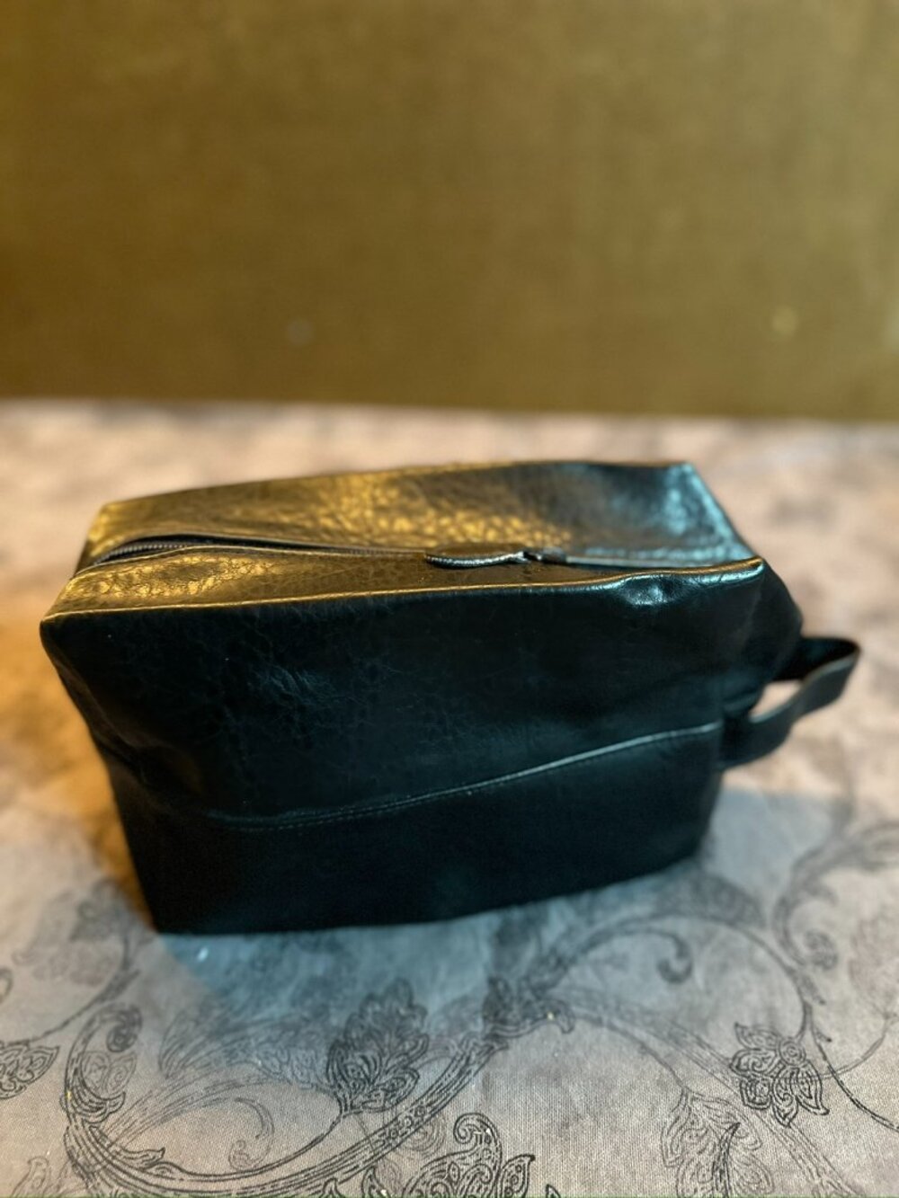 Black Leather-Look Dopp Kit